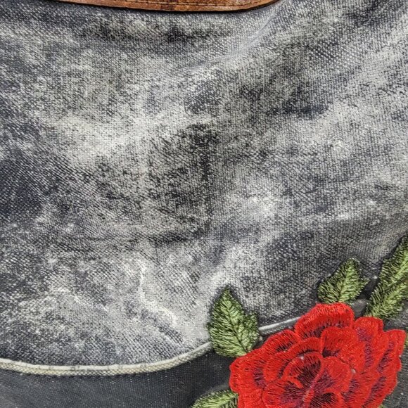 Mona B Canvas Tote with Rose Embroidery – Rustic Boho Bag with Dual Carry Option - Picture 4 of 10